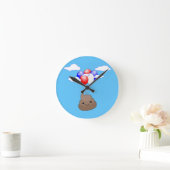 風船飛んでいるが青空に浮かぶ絵文字 ラウンド壁時計 (ホーム)