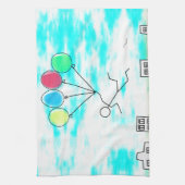 風船飛んでいるで街を越えて キッチンタオル (縦)