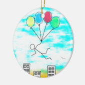 風船飛んでいるで街を越えて セラミックオーナメント (左)