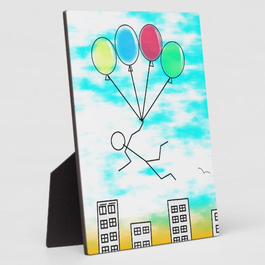 風船飛んでいるで街を越えて フォトプラーク (側面)