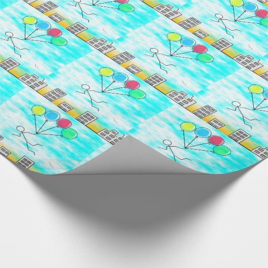 風船飛んでいるで街を越えて ラッピングペーパー (角)