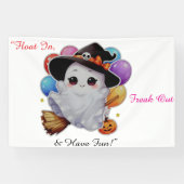 風船飛んでいるとカボチャのブロムのかわいい幽霊 横断幕 (横)