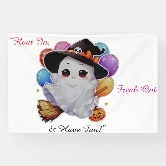 風船飛んでいるとカボチャのブロムのかわいい幽霊 横断幕 (横)