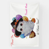 風船飛んでいるとカボチャのブロムのかわいい幽霊 横断幕 (縦)