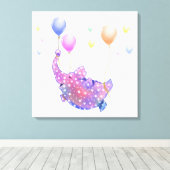 風船飛んでいるキャンバスおもしろい印刷の象 キャンバスプリント (インサイチュ (ウッドフロア))