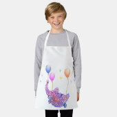 風船飛んでいる付きカラフル象おもしろエプロン エプロン (着用した状態)