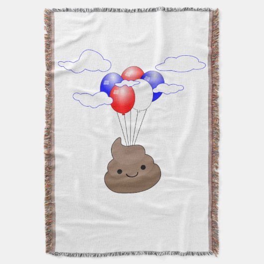 風船飛んでいる付き絵文字 スローブランケット (正面縦)