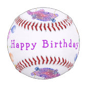風船飛んでいる付き象のおもしろい誕生日 野球ボール (正面)