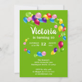 風船飛躍 バースデーパーティー招待状 招待状 (正面)