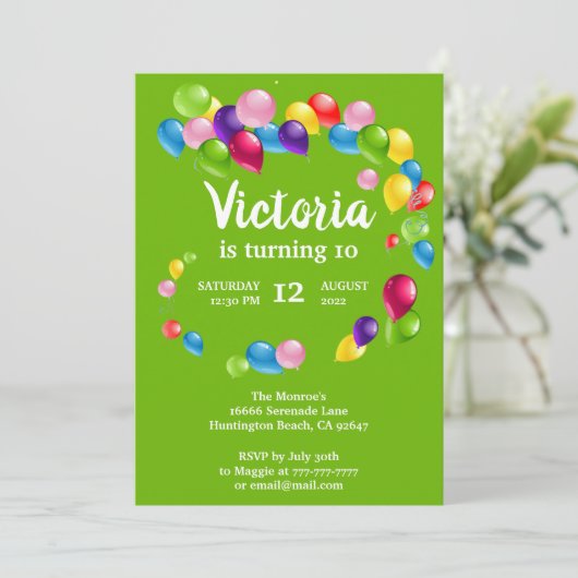 風船飛躍 バースデーパーティー招待状 招待状 (スタンド正面)