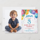 風船鮮やかと陽気な誕生日パーティー 招待状 (正面)