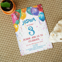 風船鮮やかと陽気な誕生日パーティー 招待状