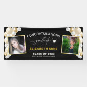 風船2枚の写真ブラックおめでとう卒業 横断幕 (横)