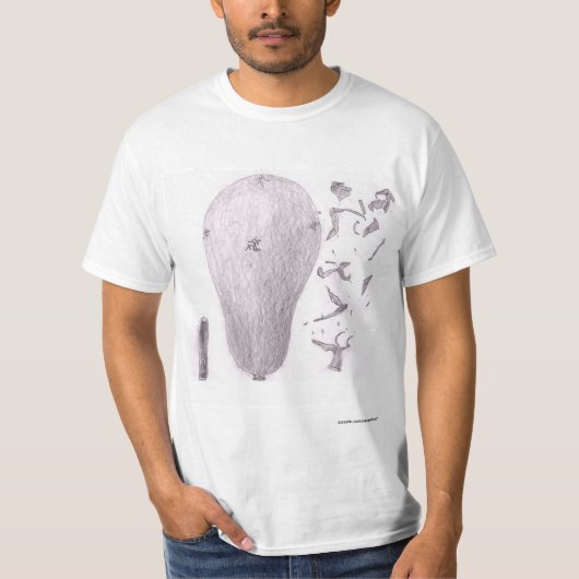風船3つ、1つは空気なし、1つは膨らんだ、破裂 Tシャツ (正面)