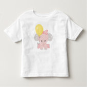風船、かわいい象、王冠、星の象 トドラーTシャツ (正面)