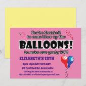 風船 かわいい 楽しい 弾ける バースデー 招待状 (正面/裏面)