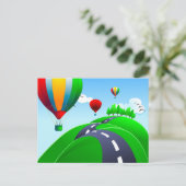 風船、はがき付きの丘陵道路 ポストカード (スタンド正面)
