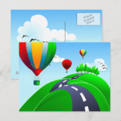 風船、はがき付きの丘陵道路 ポストカード (正面/裏面)