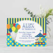 風船、カルーセル、サーカス カーニバル 誕生日パーティー 招待状 (スタンド正面)