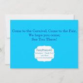 風船、カルーセル、サーカス カーニバル 誕生日パーティー 招待状 (裏面)