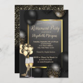 風船、ガラス製品、ハイヒール、黒い定年退職 , 招待状 (正面/裏面)