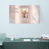 風船、ガラス、ヒール、ドリップ ローズゴールド フォト 横断幕 (トレードショー)