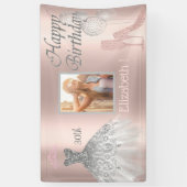 風船,ガラス,ヒール,ドレス,バラ金ゴールド写真 横断幕 (縦)