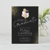 風船 グリッター 大学 高校 卒業パーティー 招待状 (スタンド正面)