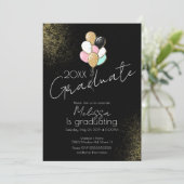 風船 グリッター 大学 高校 卒業 パーティー 招待状 (スタンド正面)