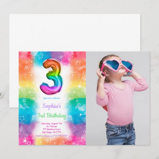 風船 フォト 招待状 (正面/裏面)