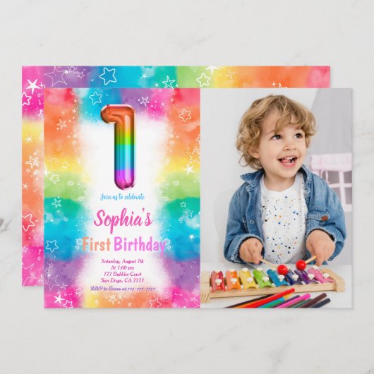 風船 フォト 招待状 (正面/裏面)