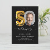 風船 ブラック ゴールド 50歳の誕生日 招待状 (スタンド正面)
