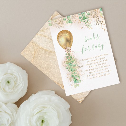 風船 ユーカリ ゴールド グリッター 赤ちゃんのための本 エンクロージャーカード