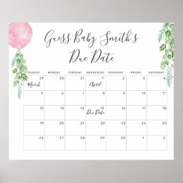 風船 ユーカリ 赤ちゃん 誕生日 予想 カレンダー P ポスター