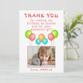 風船 子供の誕生日 写真 ありがとうカード サンキューカード (スタンド正面)