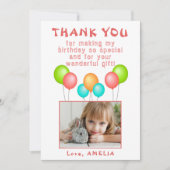 風船 子供の誕生日 写真 サンクスカード サンキューカード (正面)