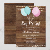 風船 性別お披露目パーティー招待状 招待状 (正面/裏面)