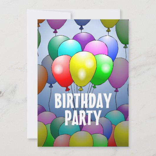 風船 誕生日 招待状 (正面)