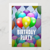 風船 誕生日 招待状 (正面/裏面)