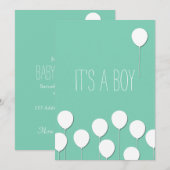 風船 赤ちゃん男の子 招待状 (正面/裏面)