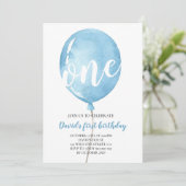 風船 赤ちゃん 男の子 1歳 誕生日 招待状 (スタンド正面)