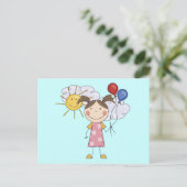 風船Tシャツとギフトを着た姿の少女 ポストカード (スタンド正面)