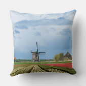 風車およびチューリップの景色の装飾用クッション クッション (裏面)