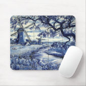 風車が付いているデルフトのタイル マウスパッド (マウス)