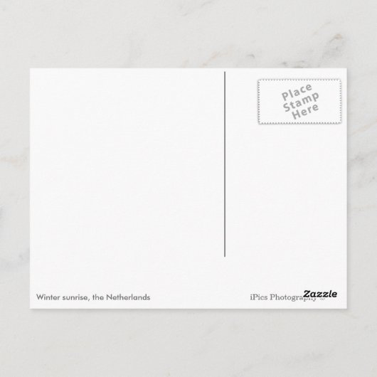 風車が冬の黒い文字はがき ポストカード (裏面)