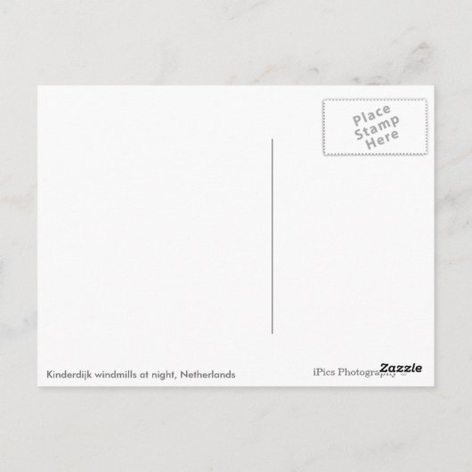 風車が夜のバーはがき ポストカード (裏面)