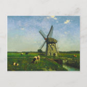 風車で放牧する乳牛 ポストカード (正面)