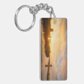 風車とオランダの川の日の出 キーホルダー (正面左)