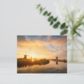 風車とオランダの川の日の出 ポストカード (スタンド正面)