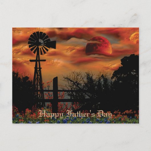 風車とオレンジムーン ポストカード (正面)